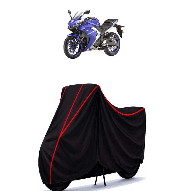 Image of YZF R3 Water Resistant Bike Cover for All Motorcycles & Scooters | Heavy Duty Premium Taffeta Fabric | UV Protection, Dustproof, Scratchproof | All Weather Two Wheeler Body Cover with Elastic Bottom