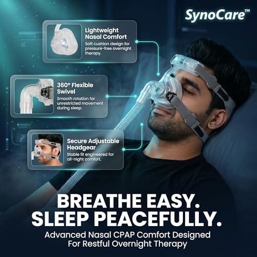 Image of Cpap Mask for cpap machine for sleep apnea NASAL CPAP type face mask covers nose only compatible to all cpap machine with head strap 100% Transparent (MEDIUM)