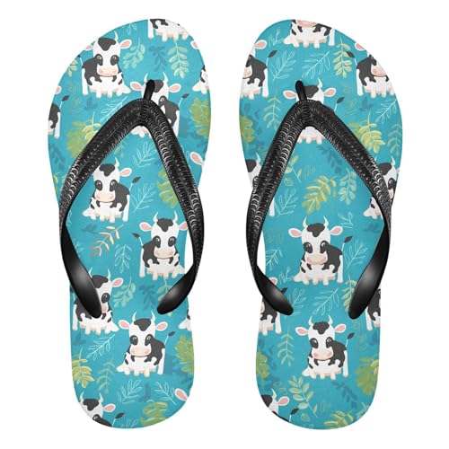 Burbuja Cow Leaves Flip Flops for Women Men, Soft Thong Sandals Rubber Slippers for Pool Beach Essentials