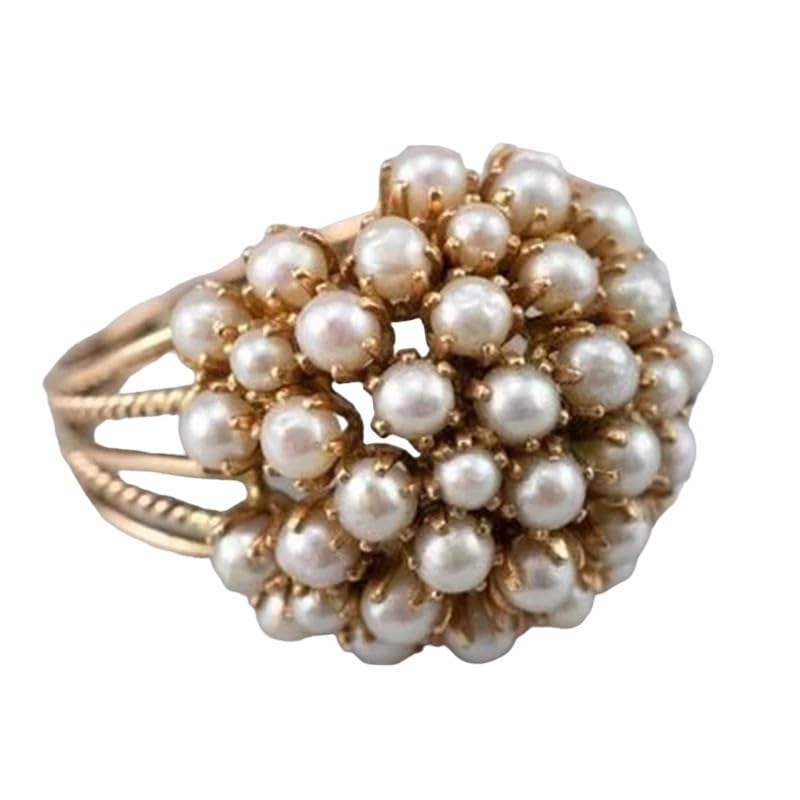 New 2024 Gold Color Fashion Pearls Big Rings For Women Wedding Engagement Fashion Lady Jewelry 2024 Gift Fashion Accessories Creative Gift, As Pic, TH01-T05-P1026