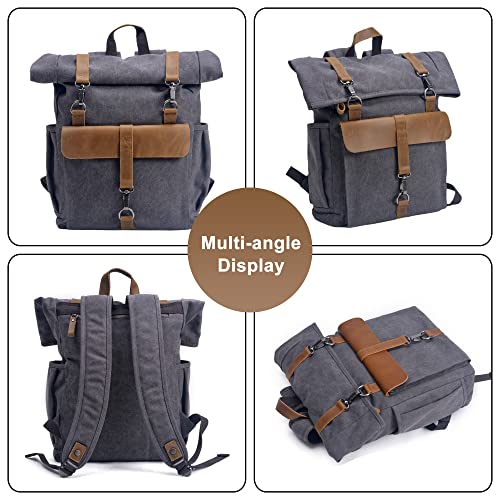 Men's Canvas Backpack Retro Multipurpose Design Handbag Large Capacity Shoulder School Bag for Travel Camping Hiking2