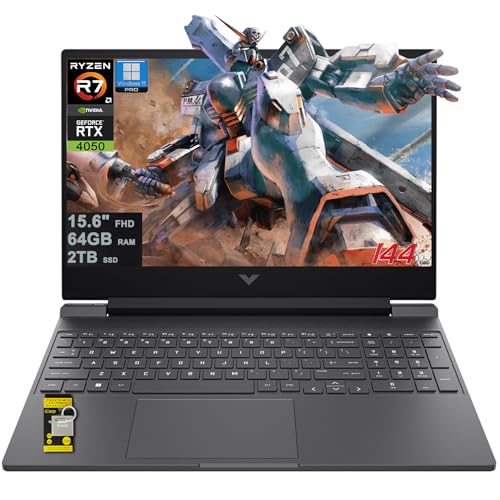 HP Victus 15 �Q�[�~���O�m�[�g�p�\�R�� 15.6�C���` FHD IPS 144Hz AMD 6�R�A Ryzen 7 7445HS 64GB RAM 2TB SSD GeForce RTX 4050 �o�b�N���C�g USB-C DTS:X Ultr
