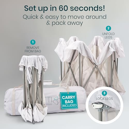 Tutti Bambini Baby Playpen - Foldable Playpen for Baby and Toddlers with Breathable Mesh Walls, Padded Frame, Zip Door & Fitted Playpen Mat, Baby Play Pen with Travel Bag (135 x 135 x 75 cm), Silver - Image 4