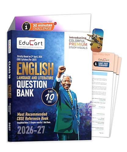 Image of Educart CBSE Class 10 English Question Bank 2026-27 | Chapterwise, Case-Based & Competency-Based Qs | Unit Test Worksheets, Notes & Visuals | NCERT Based CBSE 2027