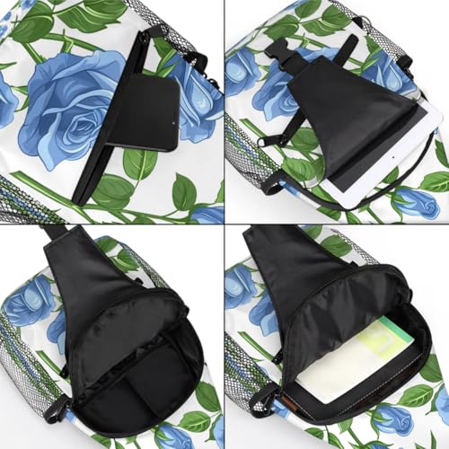 Bolso tipo sling unisex flores azul para senderismo miniatura 5