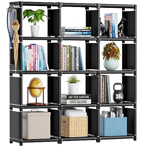 Mavivegue Book Shelf, 12 Cube Storage Organizer, DIY Bookcase, Metal