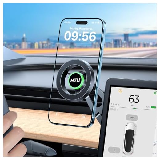 HTU Phone Mount for Tesla【Strongest Magnet Power】 Foldable Hidden for Tesla Phone Holder Fit for All Phone, for Tesla Model 3 Model Y for MagSafe Car Mount, for Tesla Model 3 /Y Accessories