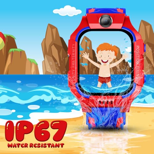 Image of GameSir Q18 Kids Smart Watch, 2G /3G Connectivity, Voice Calling, GPS Tracker, Two-Way Calling, SOS Function, Camera & Water Rasistence, Smartwatch for Kids - Boys & Girls - (Red)