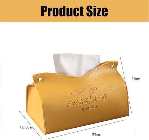 Rectangular PU Leather Tissue Box Cover, Modern Decorative Faux Tissue Container, Blue