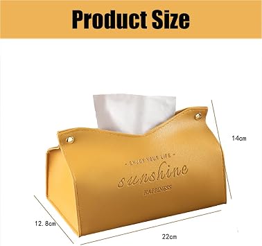Rectangular PU Leather Tissue Box Cover, Modern Decorative Faux Tissue Container, Blue