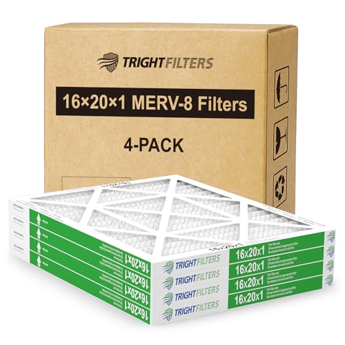 TRIGHTFILTERS 16x20x1 Air Filter 4 Pack, Durable MERV 8 Pleated Home HVAC AC Furnace Filters, Lightweight Compact Air Conditioner Filter Replacement