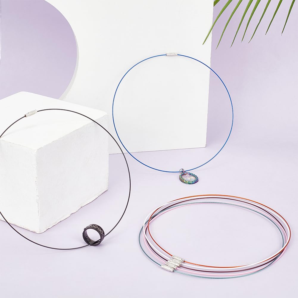 Bijouterie DIY 60 Chaînes Collier Ras-du-Cou Acier Inoxydable 44,5 Cm - 6 Couleurs, Fermoir Vis Laiton, Idéal DIY Bijoux