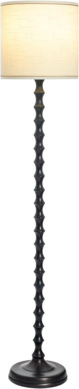 64.5" Dark Brown Floor Lamp with White Lampshade, Dark Brown Floor Lamp for Living Room.Rustic Floor Lamps,Tall Floor Lamps for Living Room, Bedroom, Corner, Dining Room, Home