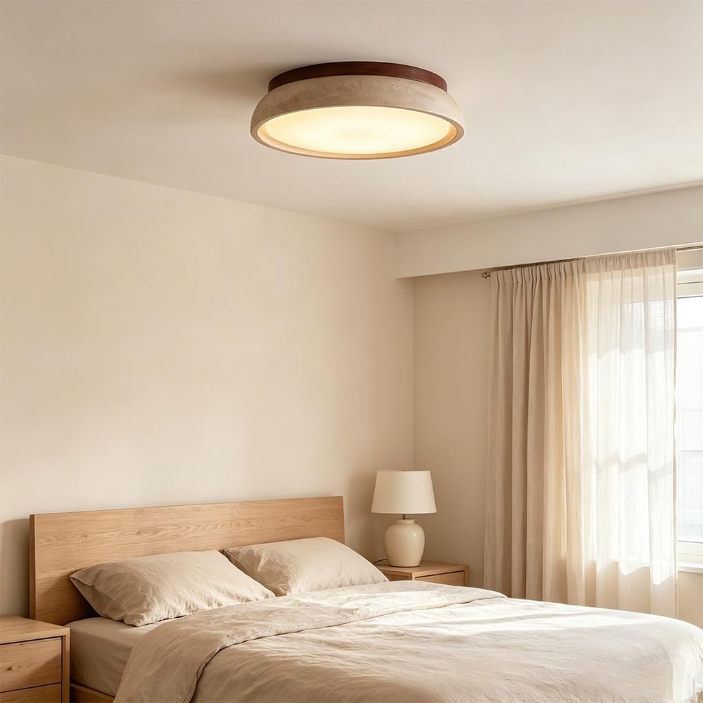 Estilo WABI Sabi Plafón De Piedra Travertino LED Lámpara De Techo Decoración Japonesa Moderna Iluminación De Techo para Dormitorio Salón Comedor Hotel Café Y Restaurante(43cm)