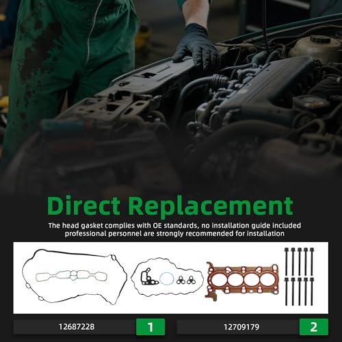 Image of Head Gasket with Bolts Set 2016-2024 for Chevy Malibu /Cruze /Volt L4 1.4L 1.5L 1.6L 1.8L 2.0L, 2016-2019 for Buick Encore l4 1.4L, OE 12709179 12687228(18pcs)