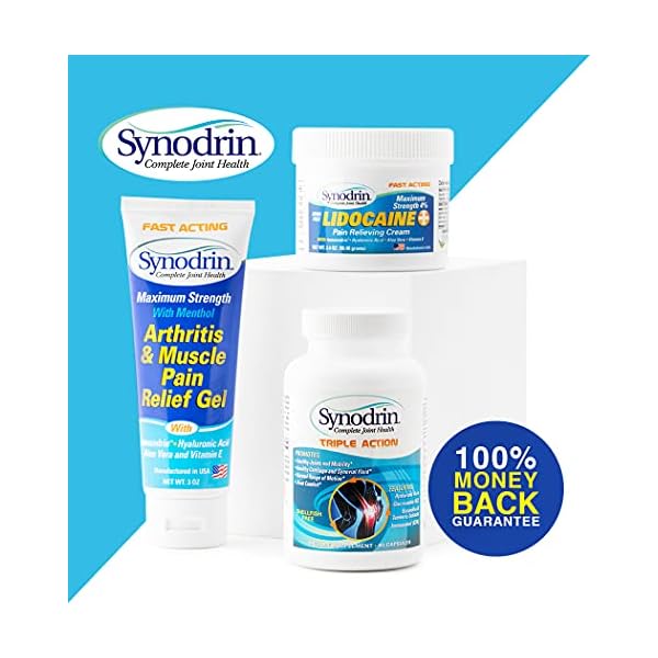 SYNODRIN Triple Action Complete Joint Health Support Supplement with Omega-5, Glucosamine, Turmeric, Boswellia, Hyaluronic Acid & Black Pepper Extract - 90 Capsules