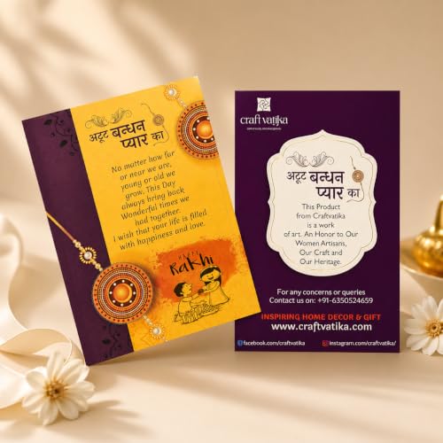 Image of CraftVatika Premium Rakhi Set for Brother and Bhabhi, Designer Evil Eye Bhaiya Bhabhi Rakhi Set of 2, Hamsa Hand Design Rakshabandhan Gift Combo with Fridge Magnet,Tilakk Set