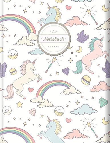 Blanko Notizbuch (©Star, A4, 156 Seiten, Softcover) || Mit Register + Seitenzahlen || Leeres Notizbuch zum Selbstgestalten, Zeichenbuch, Skizzenbuch, Blankobuch, Malbuch „Einhornmotiv“ Cover