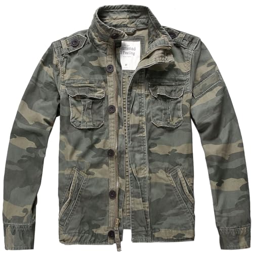 Admitted &Feeling Men's camo Military Jacket Cargo Stand Collar Bomber Jackets Coat