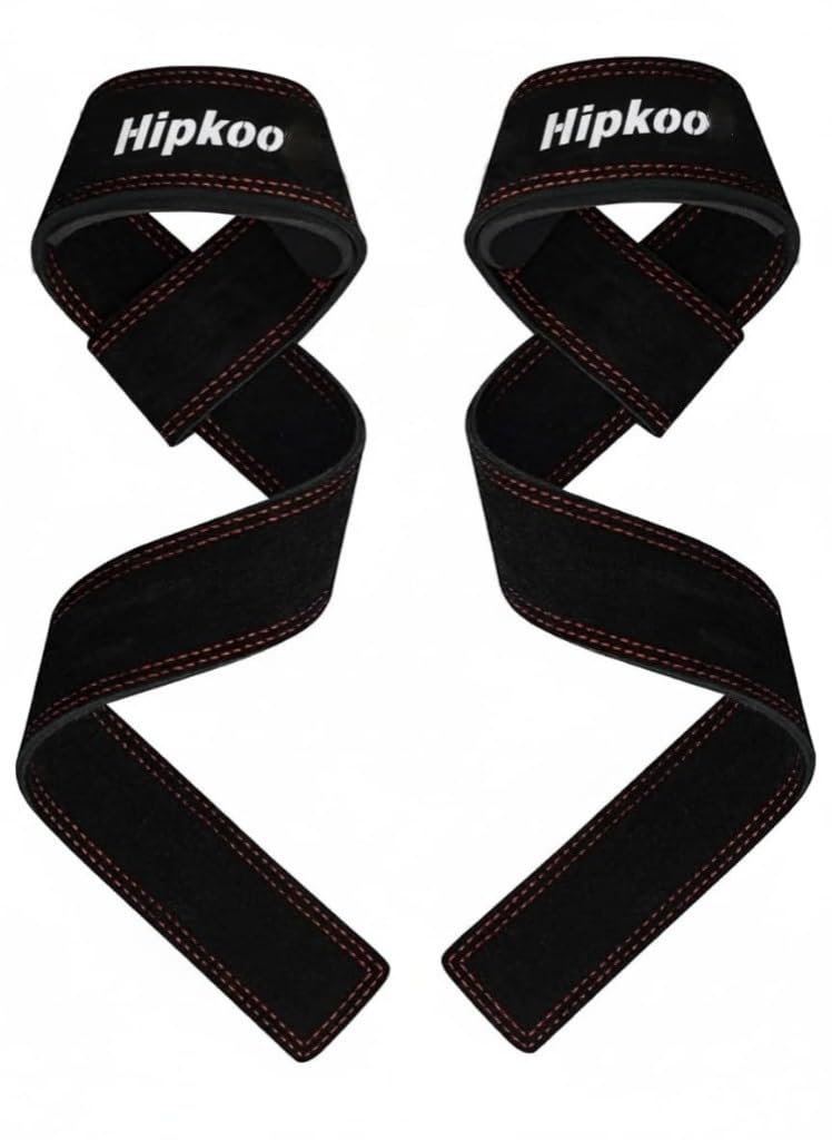 Hipkoo Sports Suede Genuine Leather Weightlifting Gym Straps Deadlifting, Powerlifting Gym Accessories for Men and Women Hand Bar Grip Extra-long length (Black)-image-49