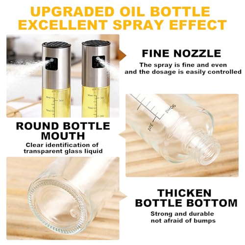 5 Pcs Kitchen Oil Spray Bottle 100 ml, Olive Oil Dispenser Bottle with Accessories,Transparent Oil Glass Sprayer for Air Fryer Kitchen Cooking and BBQ - Image 4