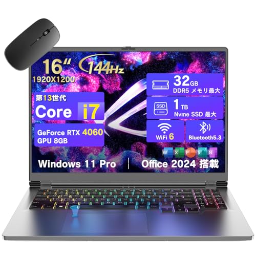 yRTX 4060ځE144hzE8GB GDDR6EWifi6EBT5.3zQ[~Om[gPC Core i7 13 RTX4060/32GB DDR5/1TB Nvme SSD/Windows 11 Pro/Office 2024/