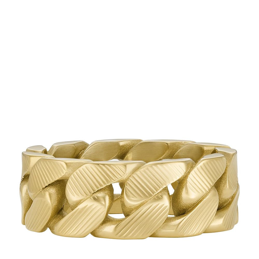 Fossil Herrenring Harlow Linear Texture Chain Edelstahl goldfarben, JF046997107