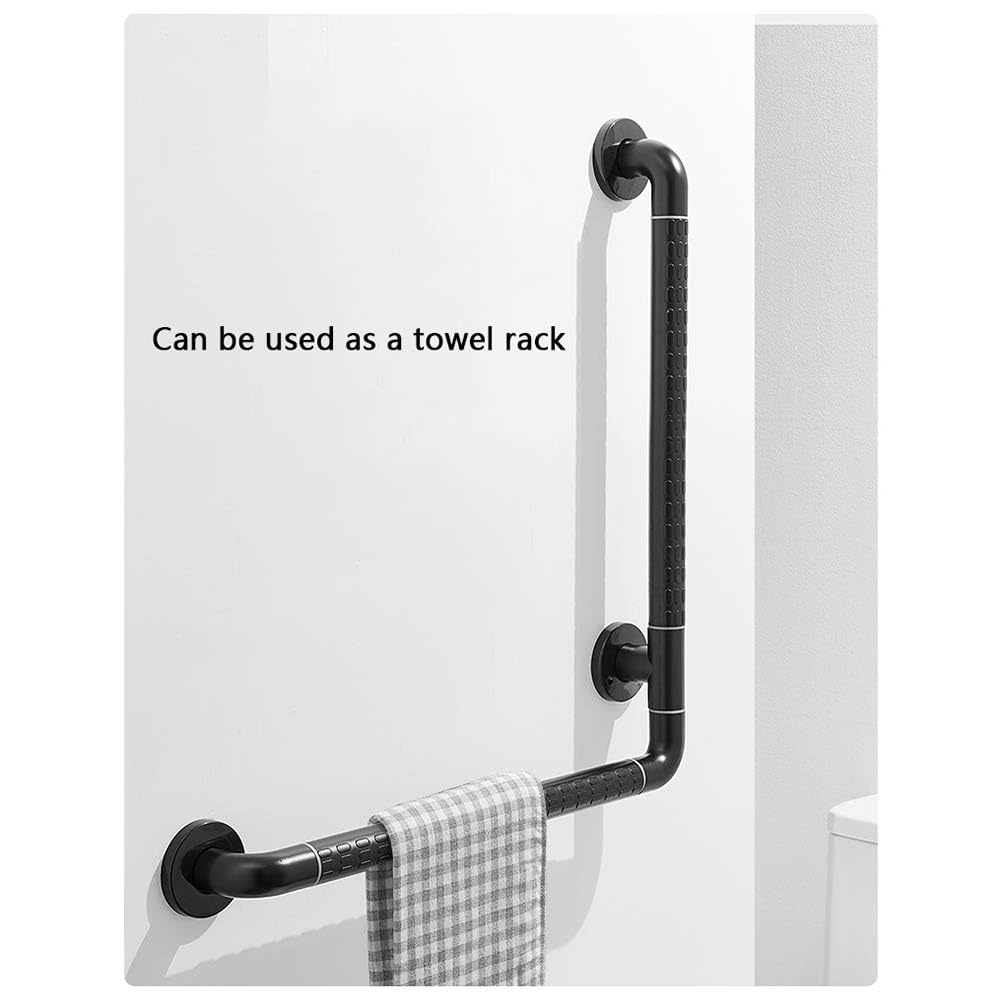 asidero de ducha, Barras de seguridad for el baño Ángulo de 90 grados Barra de apoyo for ducha negra con anillo iluminado Barra de apoyo for inodoro de acero inoxidable con acabado chapado en plástico