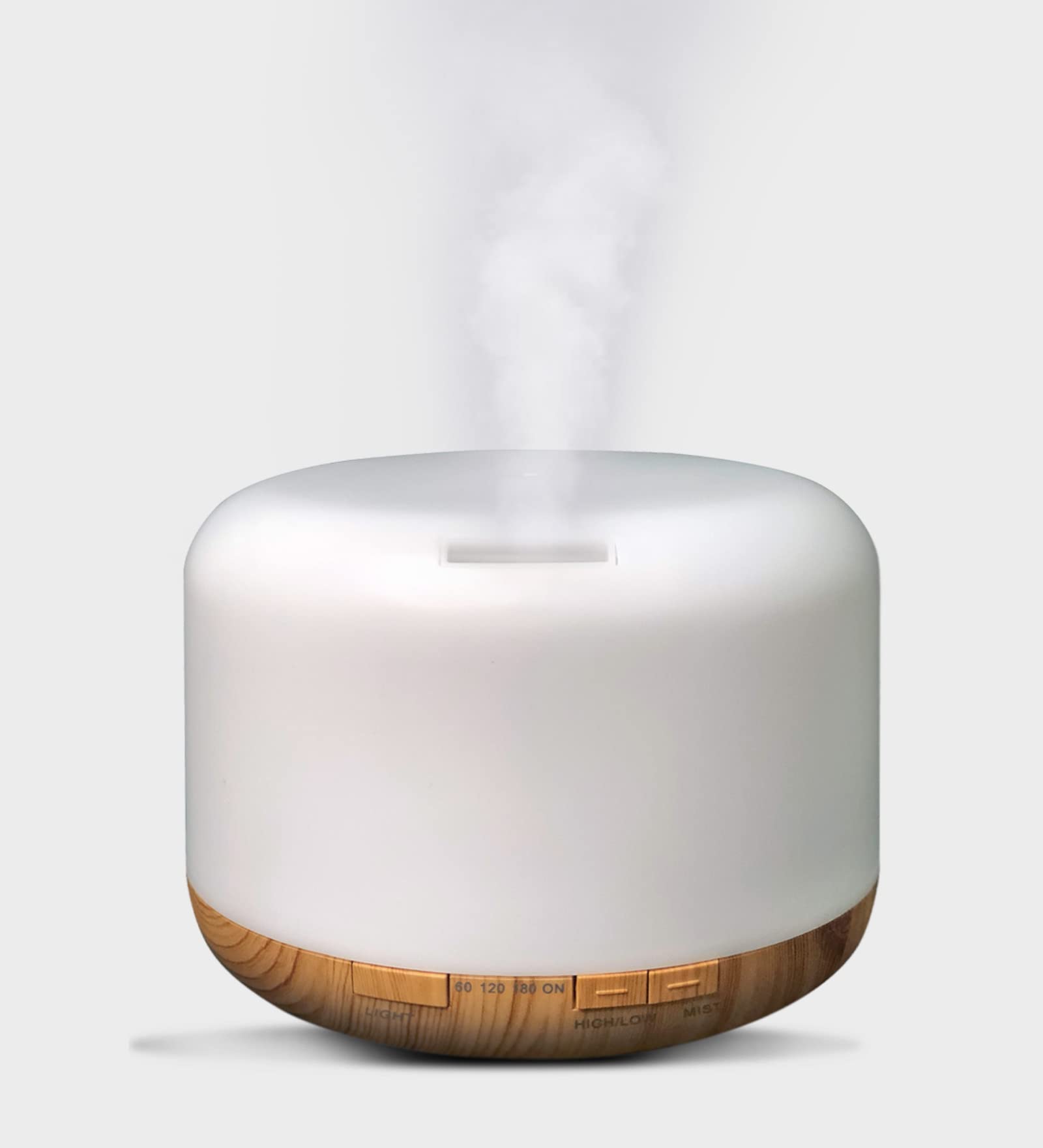 EKAM 300ml Premium, Essential Oil Diffuser, 7 in 1 Ultrasonic Aromatherapy Fragrant Oil Humidifier Vaporizer, Timer and Auto-Off Safety Switch- White with Wooden