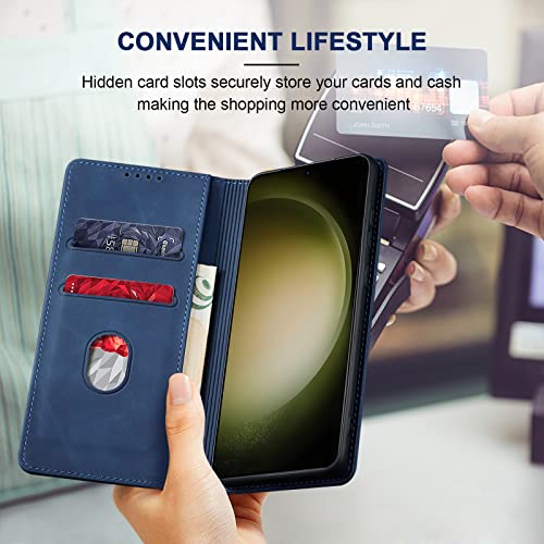 Image of Jasonyu Flip Wallet Case for Samsung Galaxy S23 5G,Blue