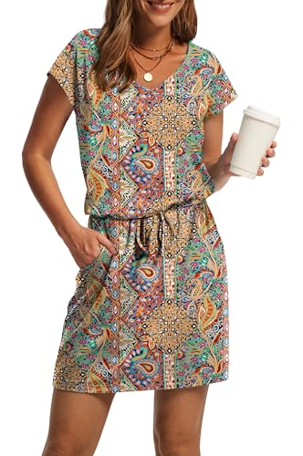 Summer Dresses for Women 2026 Flowy Beach Vacation Clothes Midi Dresses for Women Casual Spring Dress Sundresses Cruise Outfits Resort Wear Maxi Sun Dress L