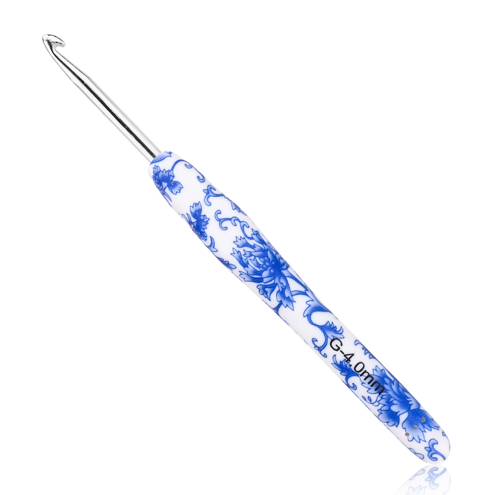 BCMRUN 4 mm(G) Crochet Hook, Ergonomic Handle for Arthritic Hands, Soft Rubber Grip Extra Long  Knitting Needles for Beginners and Knitting Crocheting Yarn (4.0mm-G)