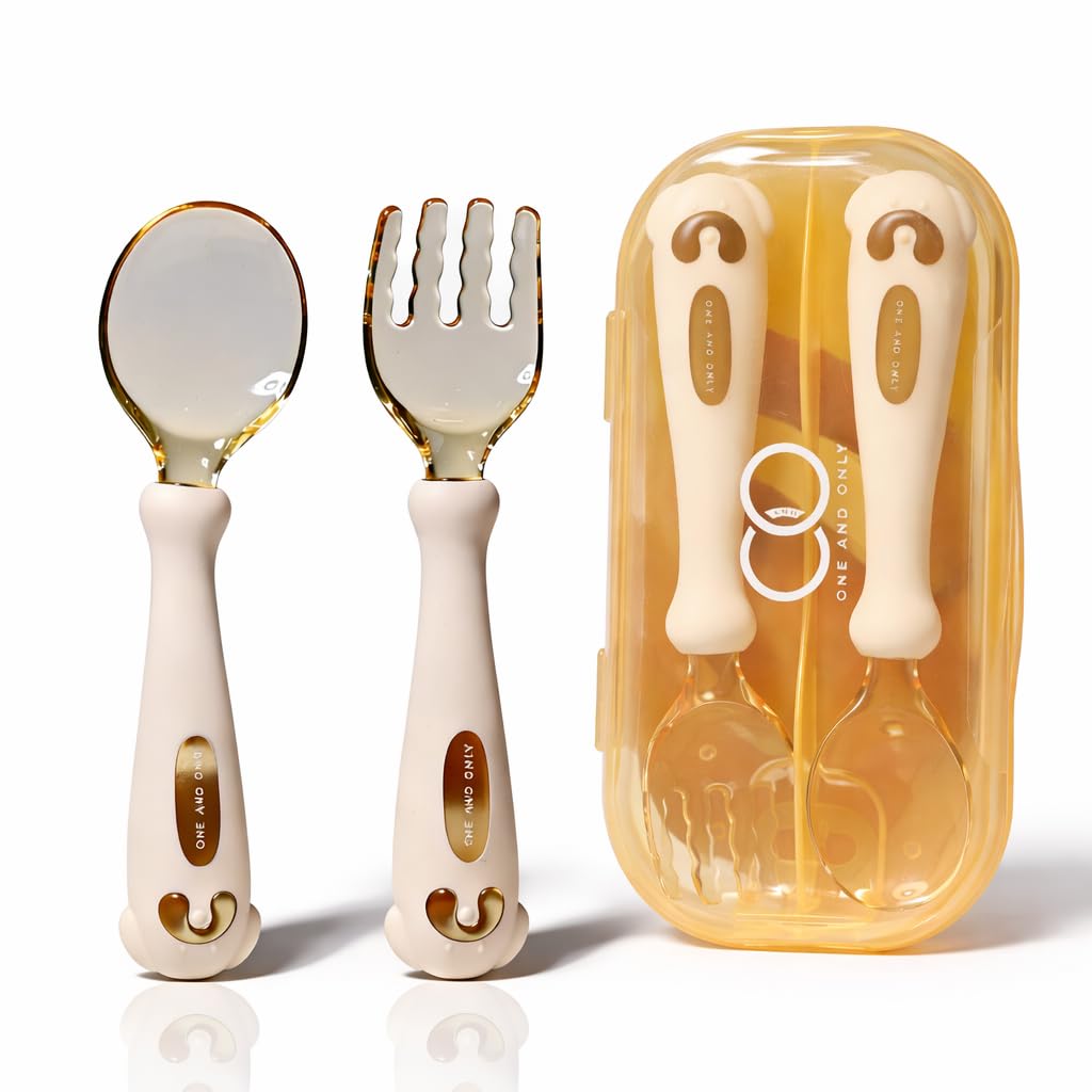 ONE AND ONLY Baby Spoon and Fork Set with Travel Case | Flexible 360° Bendable, Soft Silicone Handle | Self-Feeding Utensils for Babies & Toddlers | Easy Grip, Safe, BPA-Free-image-12