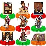 SNABETNA Birthday Party Decorations,9pcs Chocolate Factory Theme Honeycomb Centerpieces for Table Chocolate Boys Girls Birthday Party Double-sided Table Decor