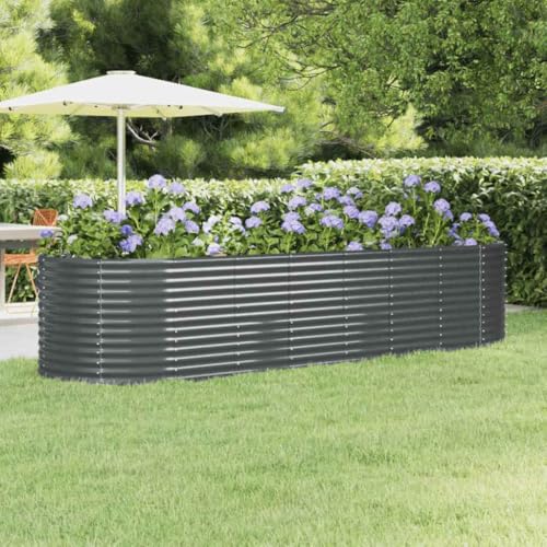 Qnhdfrt Hochbeet verzinkter Stahl 322x100x68 cm Anthrazit ovales...