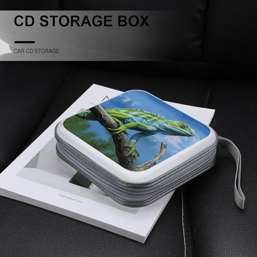 Étui de rangement CD DVD fermeture éclair 40 compartiments plastique vert lézard