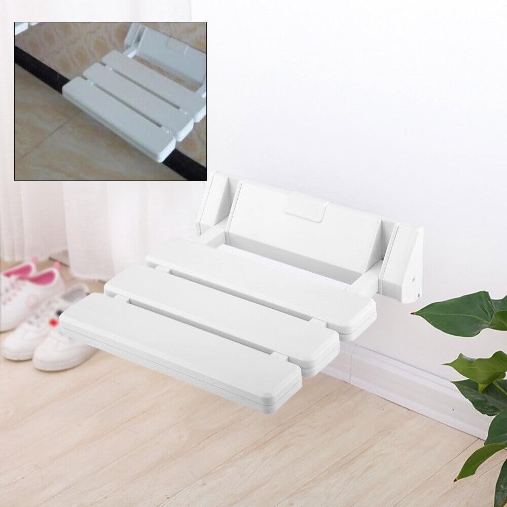 Sedia da doccia, pieghevole, a parete, pieghevole, per doccia, impermeabile, per docce, bagno, fino a 130 kg, colore: bianco