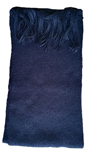 Écharpe en laine d'alpaga royale tricot bleu hiver mixte 200x25cm