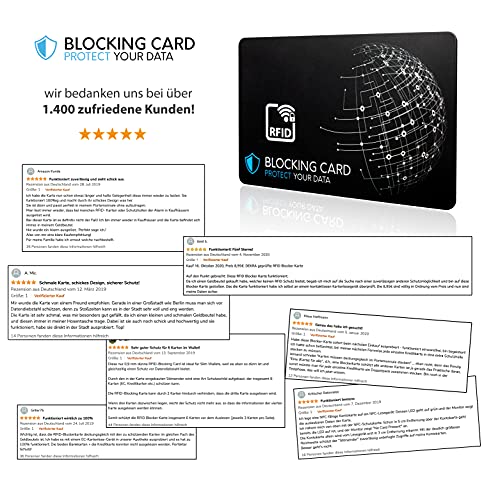 DEKRA geteste RFID-blokkerkaart, nieuwste E-Field storzendertechnologie, ter bescherming tegen gegevensdiefstal, extra dunne kaart met 0,8 mm voor elke portemonnee, kaartbescherming, NFC-bescherming, zwart, 1, Modern - Image 4