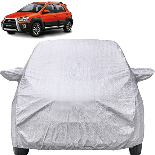 Image of Etios Cross Waterproof Car Cover with Mirror Pockets, Shinning Silver Design, Non Woven Fabric,Triple Stitched, Compatible with Toyota Etios Cross Car Cover (All Models), Etios Cross Car Accessories