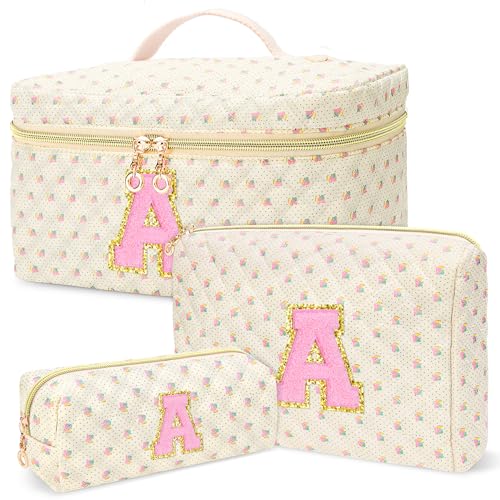 DOSUKE 3 pz viaggio trapuntato trucco borsa per le donne, Fiore., A