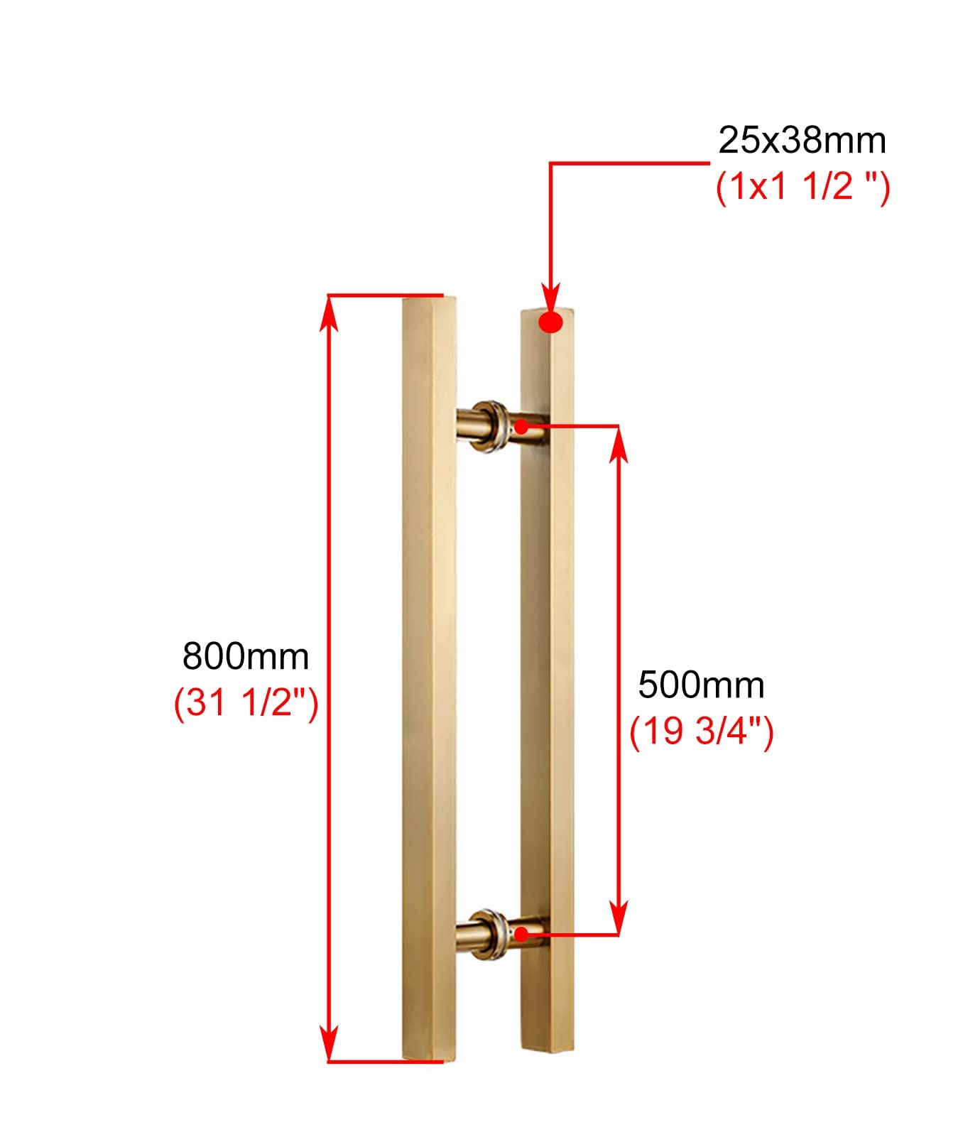 Genérico Juego de manijas de Puerta de Doble Cara con Accesorios - Puerta corrediza para Granero, Oficina, Puerta de Vidrio y Puerta Principal, antioxidante, Opciones de Longitud de 50/60/8