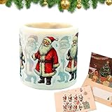 Pegatinas de Papá Noel Vintage,Rollo de pegatinas de Papá Noel - Calcomanías de sobres de Navidad | Juego de 250 pegatinas de Navidad Vintage, etiqueta autoadhesiva de vacaciones para decoración de