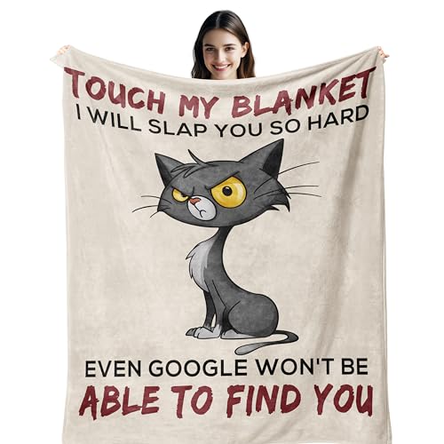 Funny Gifts for Women, Birthday Gifts for Women, Ladies/Womens Birthday Gifts, Unique/Unusual Gifts for Women, Gifts for Sister/Friend/Girlfriend, Funny Cat Gifts Blanket 150X130CM