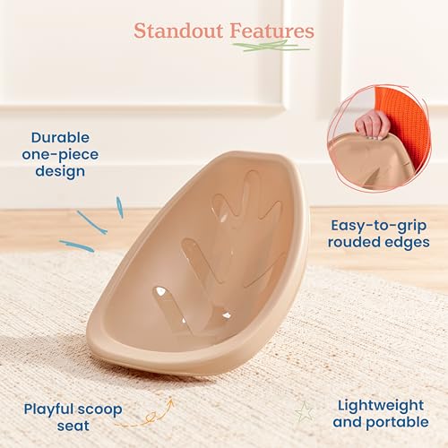 Image of ECR4Kids Plastic Leaf Scoop Floor Rocker Seat, Classroom Furniture, Sand, 6-Piece