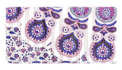 Sophia-Art Peacock Mandala King Size Kantha Quilt Indian Cotton Bedspread Reversible Throw