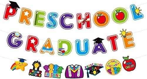 YEIRFYY Colorful Preschool Graduate Banner Preschool Graduation Party Garland Kids Class of 2023 Preschool Congrats Grad Ceremony Decorations School Kindergarten Pre-k Preschool Grad Party Decorations