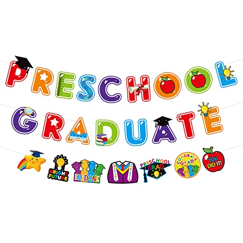 Yeirfyy Colorful Preschool Graduate Banner Preschool Graduation Party Garland Kids Class Of 2023 Preschool Congrats Grad Ceremony Decorations School Kindergarten Pre-K Preschool Grad Party Decorations #TOP19