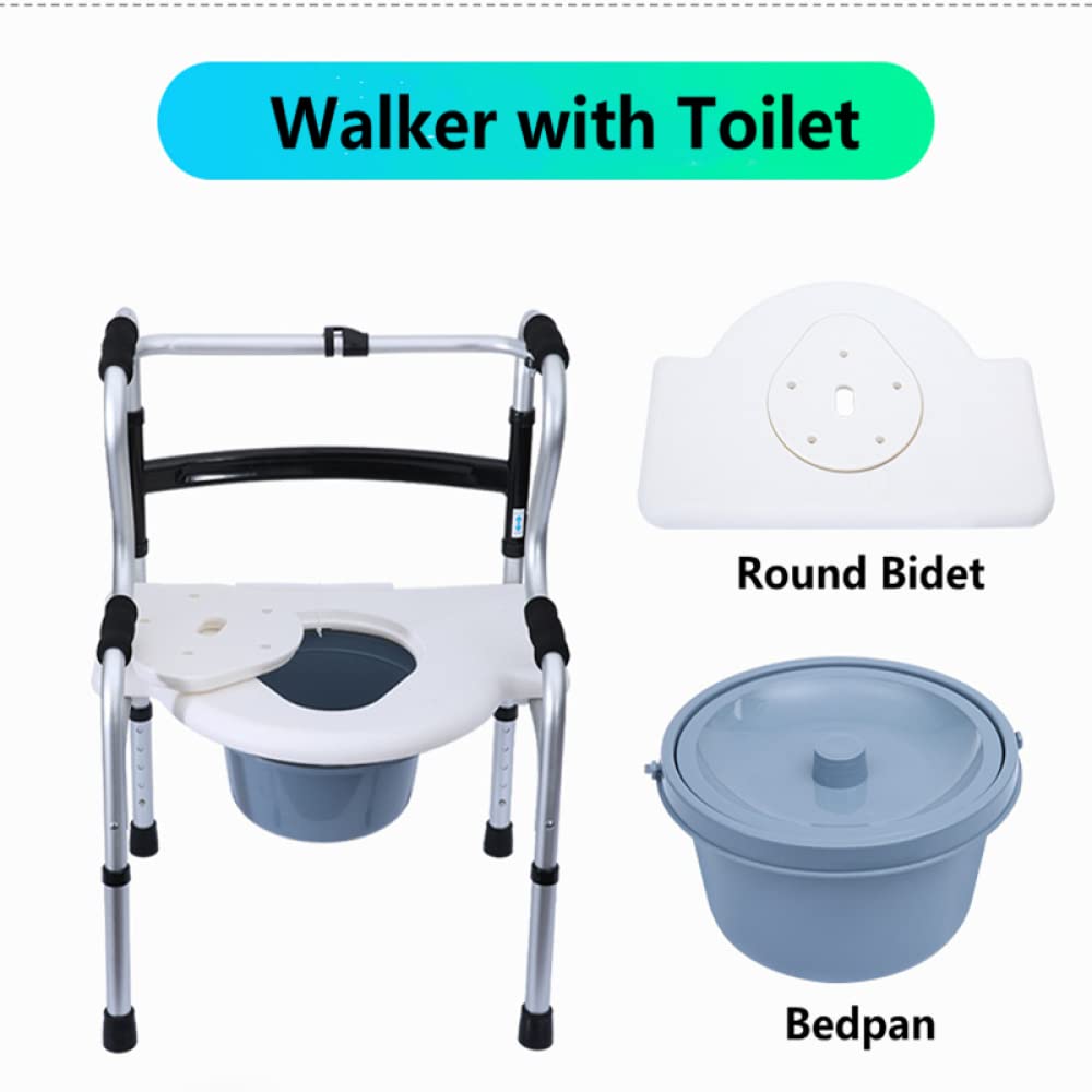 NOBRIM Deambulatore Leggero Pieghevole per Mobilità per Anziani e Adulti Riabilitazione Attrezzature per ausili per la deambulazione Sedia da Toilette per Doccia da Bagno