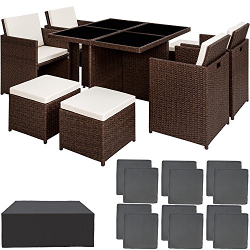 TecTake Ensemble Salon de jardin en Aluminium Résine Tressée Poly Rotin...